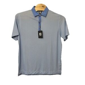 NEW FootJoy FJ 26627 Stretch Lisle Minicheck Self Collar Lagoon/White Size Large